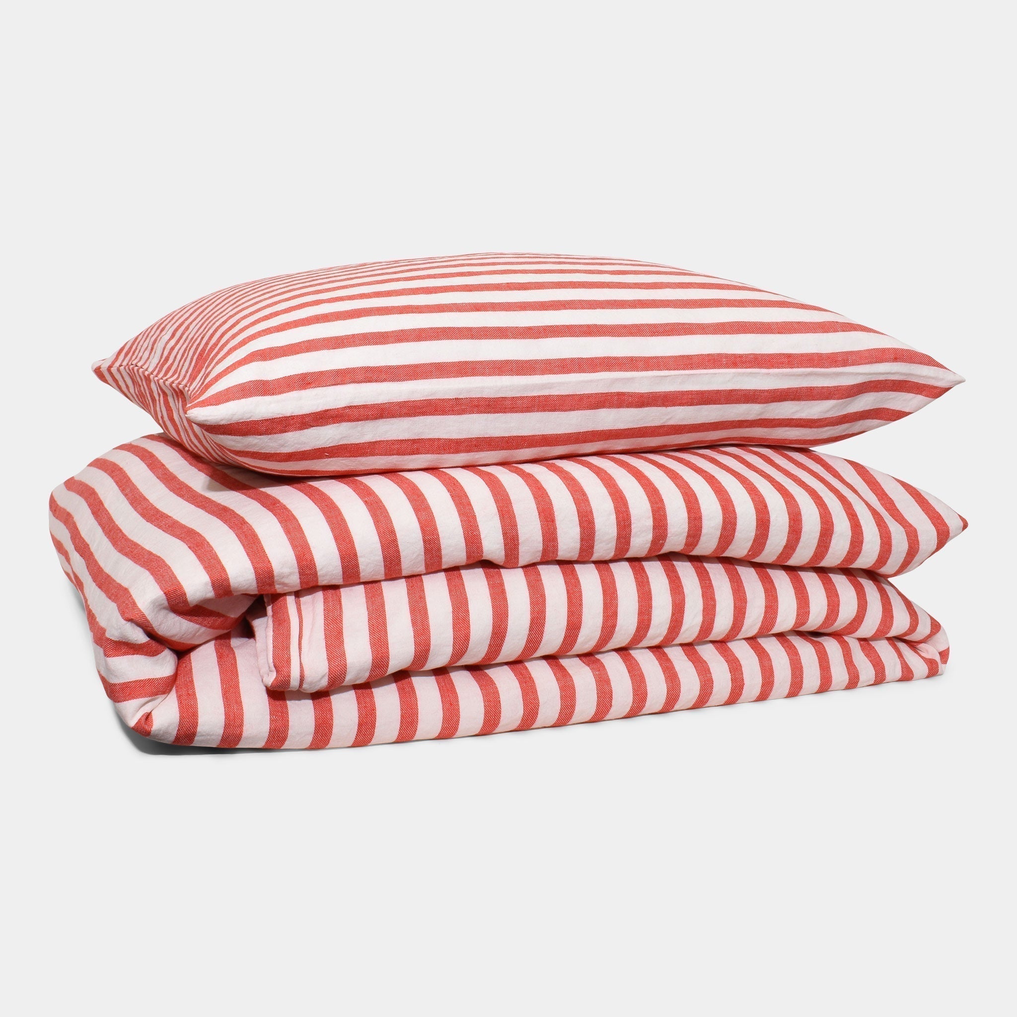 Linen Bedding set - Red stripe